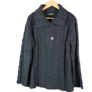 Eddie Bauer Dark Gray Cable Knit Sweater